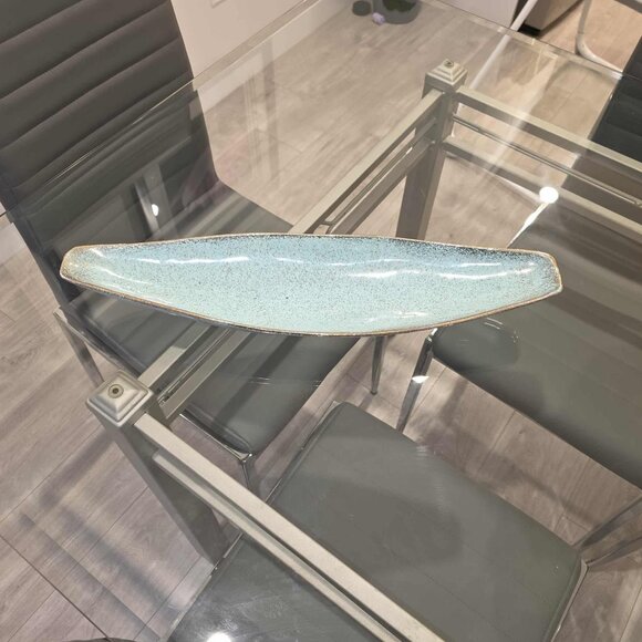 Vintage Ceramic Plate J&S U.S.A. Calif Orig. - Mid-Century (MCM), Sky Blue Glaze - Picture 3 of 13